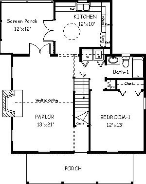 Country Home Plan F-1055 First Floor