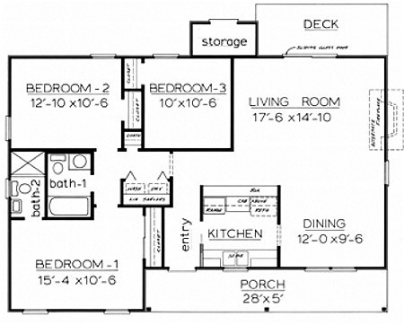 Country Home Plan F-1180 First Floor