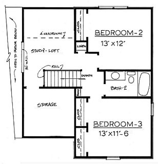 Country Home Plan F-1472 - Second Floor