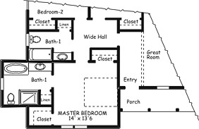 Country House Plan F-1516 Alternate Bath