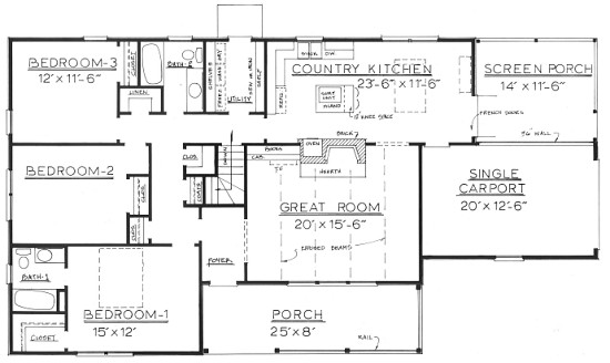 Country Plan F-1570 First and Second Floors