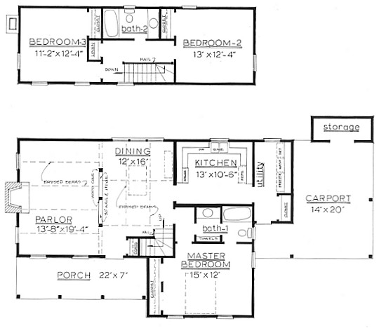 Country Plan F-1585 First and Second Floors