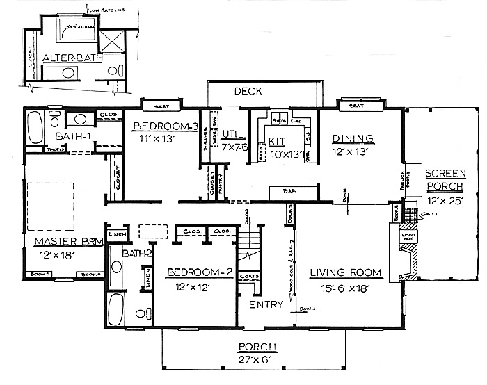 Country Home Plan F-1710 First Floor