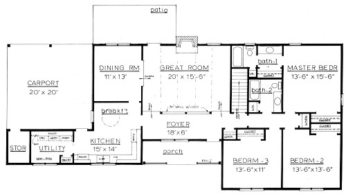 Country Home Plan F-1810 First Floor