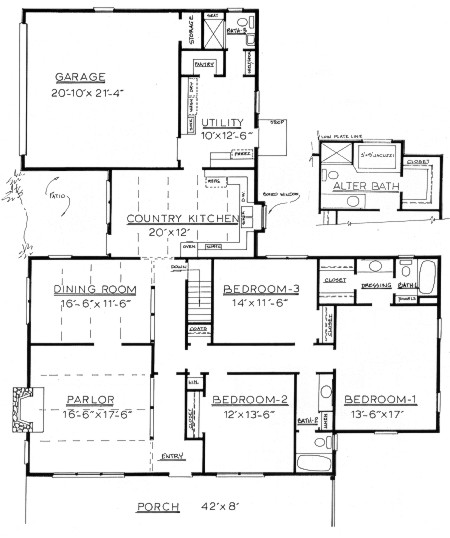 Country Home Plan F-2040 First Floor