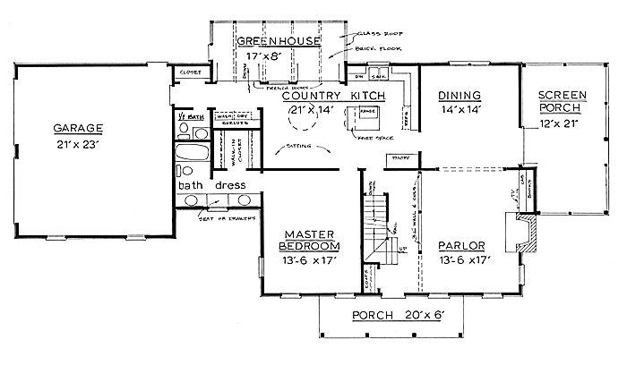 Country Home Plan F-2047 First Floor