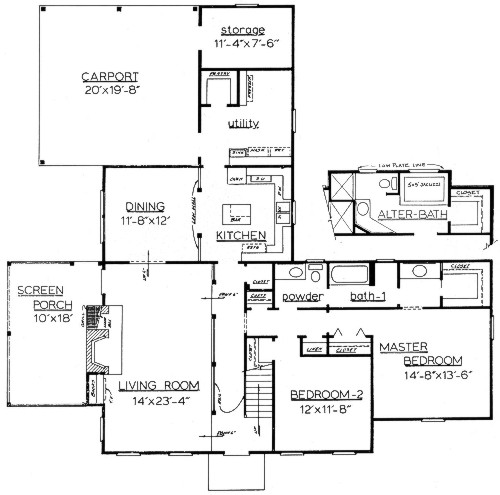 Country Home Plan F-2058 First Floor