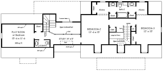 Country Home Plan F-2080 Alternate 2nd floor